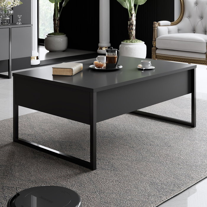 Hanah Home Conjunto Muebles Sala Anthracite, Negro - Soporte TV 180cm, Mesa Café 90cm, Diseño Elegante y Duradero